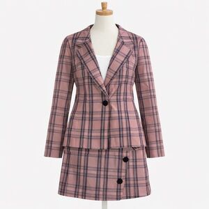 PrettyLittleThing Pink Plaid Blazer & Skirt Set Size US 2 NWT